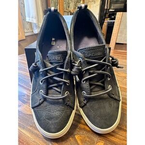 Sperry Women's STS82399 Black Suede Lace Up Sneakers‎ Size 7.5